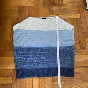 Ann Taylor Factory blue and Cream Knit Tunic Sweater - Large